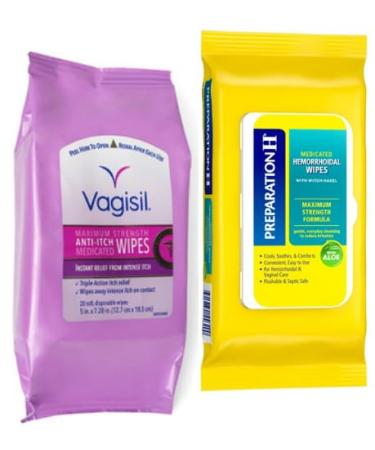 Women's intimate cleaning feminine wash wipes + King Combo QR code (Anti-Itch & Hemorrhoid Wipes(1 each))