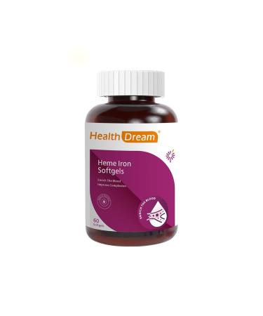 Healthdream Iron Soft Capsules Supplements for Women Iron with B12 B6 VC Folate Support Nourish Blood and Healthy Non-GMO Gluten Free-60Pieces