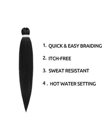Pre-Stretched 36 Braiding Hair Extensions - 8 Packs Synthetic Crochet Braids (1B) - Soft Yaki Texture - Buy Online on GoSupps.com