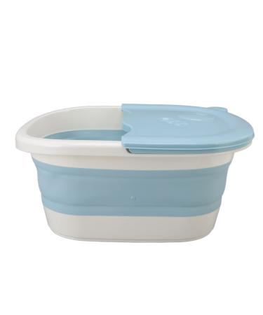 soobu Seau de Bain de Pieds Baignoire de Trempage des Pieds Multifonctionnel Facile Ranger Masseur de Soulagement de la Pression en Plastique Pliable (Bleu)