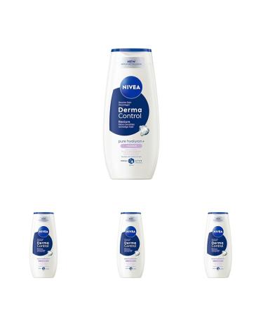 NIVEA - Gel Douche Corps Derma Control Restore - Douceur & Soin - Enrichi En Acide Hyaluronique Pur & Vitamine E - Parfum Hypoallerg nique - pH Neutre - Peaux Sensibles - 250 ml (Lot de 4) Pack of 4