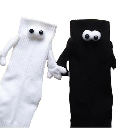 AYGJKIE Magnetic Suction 3D Doll Couple Socks |2 Styles Funny Couple Holding Hands Socks | Funny Couple Socks Black 35-43