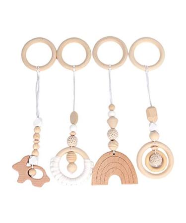 4 parts/set baby sensory toys stroller ornaments rattles for play gym frame activity hanging pendant fitness rack decorati heart hanging decorations for at home white