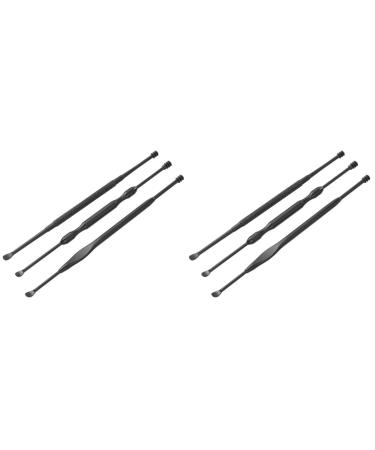 ODEROL 6 pcs Spoon Stainless Steel Removable Safe Wax Tool Earwax Pick Ear Pickers Earpick Remover Cleaner Clean/1800 (Color : Blackx2pcs Size : 12.5X0.5CMx2pcs) 12.5X0.5CMx2pcs Blackx2pcs