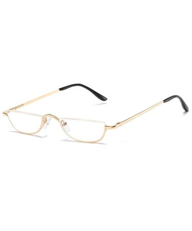 Abetos semicircular reading glasses men women Metal Half moon half -frame visual aid flexible spring hinge reading glasses computer reading glasses light comfortable reading aid glasses with starch gold 2.5 x