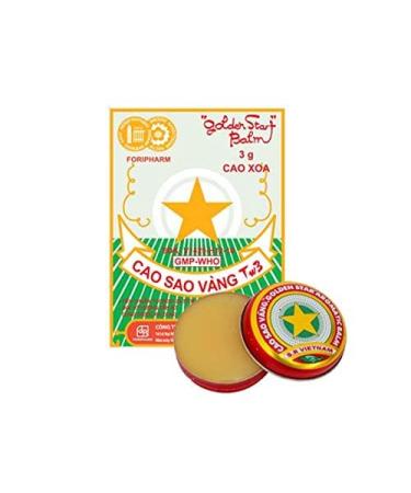 Hetana's Shop Golden Star Balm Cao Sao Vang Vietnamese All Natural Aromatic Balsam Ointment 3g/10g/20g with 3/10/12 Packs (3 Packs of 3 gram) 3 Gram 3