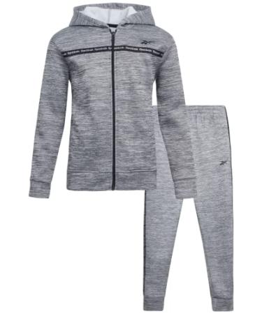 Reebok Boys' Sweatsuit Set - 2 Piece Fleece Hoodie Sweatshirt and Jogger Sweatpants (4-7) Medium Grey Cationic 8