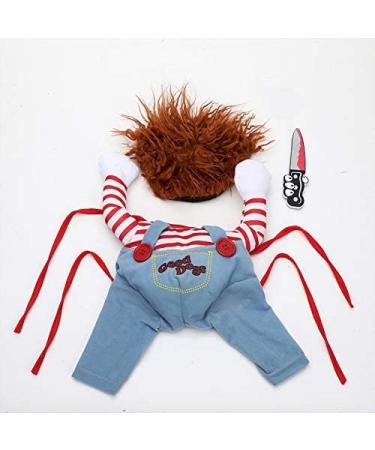 Chucky Dog Costume with Wig & Knife - Funny Halloween Cosplay for Dogs (M) - International Shipping - Buy Online on GoSupps.com