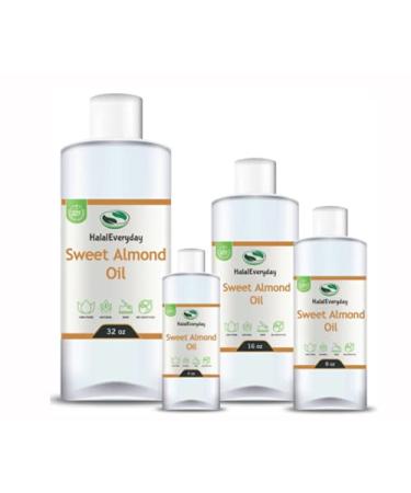 HalalEveryDay Sweet Almond Oil 16 Oz | 100% Pure & Cold Pressed | Premium Therapeutic Moisturizing Carrier Oil | Aromatherapy | Massage Oil | Skin & Hair | Non- GMO & Vegan