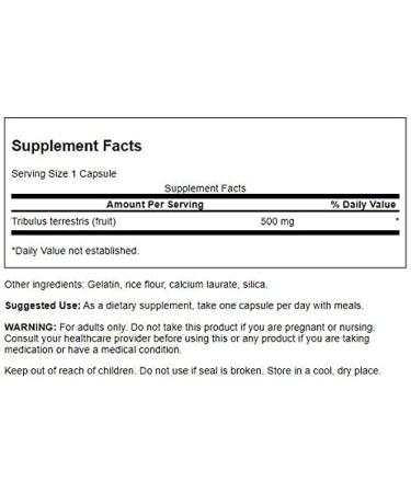 Swanson Full Spectrum Tribulus Fruit 500mg 90 Capsules - Pack of 2 - Buy Online on GoSupps.com