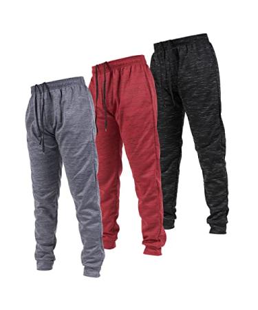 Ultra Performance 3 Pack Joggers for Men Mens Athletic Sweatpants with Pockets for Men  Small - 5X Marled Black / Marled Red / Marled Charcoal Large