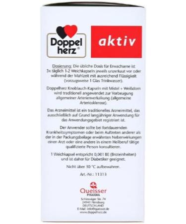 Doppelherz Garlic Capsules with Mistletoe & Hawthorn - 3 Pack (3 x 480 Capsules) | International Shipping Available - Buy Online on GoSupps.com