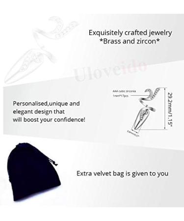 Uloveido Women's Crystal Rhinestone Index Finger Nail Ring - Nail Art Charm for Women Girls - Platinum-4 - Buy Online on GoSupps.com
