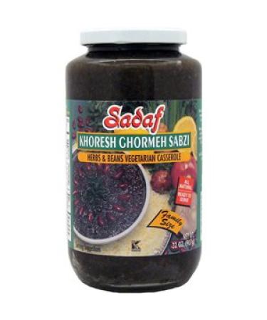 Sadaf Khoresh Ghormeh Sabzi - Ready to eat Khoresh sabzi with spices, herbs and beans - Persian food in a jar - Iranian food Qormeh sabzi mix - Herb & Bean Stew in Jar- 32 oz. Khoresh 32 Ounce