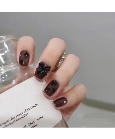 24Pcs/Set Press On Nails Ins French Gradient Dark Butterfly Diamonds False Nails Acrylic Fake Nails Full Cover Nails Tips Artificial Finger Manicure Press on nails for Women and Girls - Buy Online on GoSupps.com