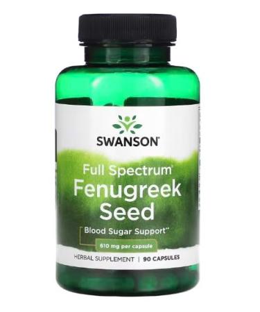 Swanson Fenugreek Seeds 610mg - 90 Capsules | Natural Supplement for Lactation Increase and Glycemic Support