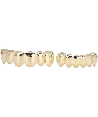 Herchr Funny Halloween Teeth - Shiny Brass Prosthesis for Parties | Unique Gold Decoration & Gift - Buy Online on GoSupps.com