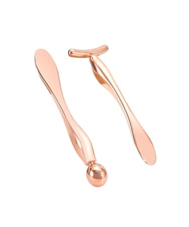 2 Pieces Eye Cream Applicator Facial Roller Massage Tool Eye Massage Stick for Women for Facial Massage Eliminate Eye Fatigue (Rose Gold) Gift for Women Clear