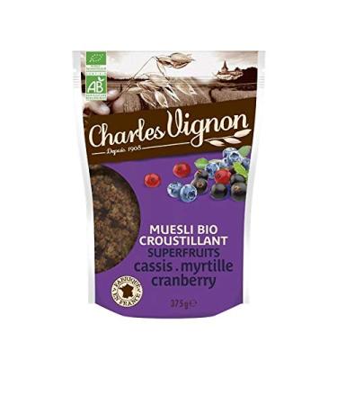 Charles Vignon Muesli Bio Croustillant Superfruits 375g - Petit-d jeuner sain et naturel - Certifi AB - Id al pour la nutrition et la sant . - Le Lot De 3