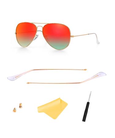 Replacement Arm Temple Tips for Ray-Ban Aviator RB3025 Sunglasses Repair Kit Parts (Gold)