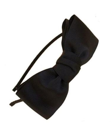Miya high quality sweet girl's hairband with beautiful large satin bow in black hair accessory headband (black)