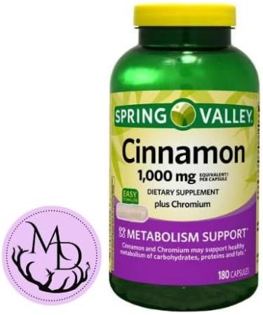 Generic Spring Valley Cinnamon Plus Chromium 1 000 mg 180 Count Capsules - Natural Dietary Supplement for General Wellness & + Sticker Dri Store - Buy Online on GoSupps.com