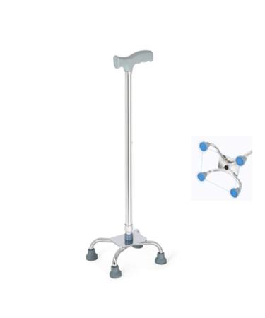 Telescopic Walking Stick Small Based Quad Cane Lightweight Aluminium Height Adjustable Walking Aid (Color : Silver) Yearn for Independence