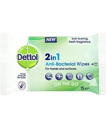 Dettol 2 in 1 Antibacterial Wipes - 15 x 10