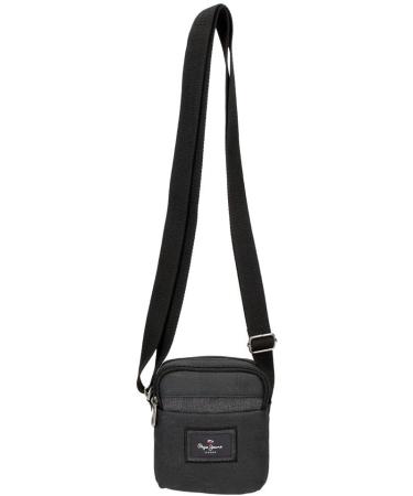 Buy Pepe Jeans Court Shoulder Bag - Black Two Compartments 12x15x3.5 cm | Cotton & Polyester | International Shipping Available - Buy Online on GoSupps.com