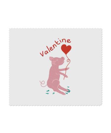LC00024500 Valentine Pig Holding a Balloon Microfiber Lens Cleaning Cloths 2 Pack