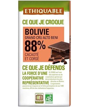 ETHIQUABLE - Dark Chocolate 88% Cocoa Bolivia Organic 100G - Set Of 4 - Special Offer - Buy Online on GoSupps.com