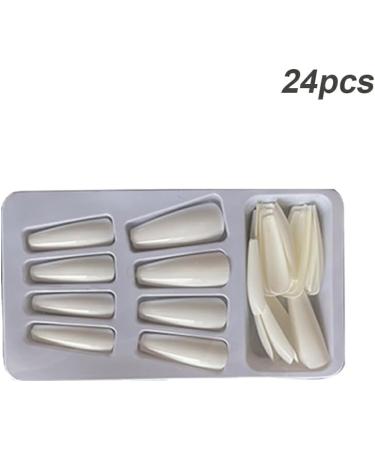 AUklOPVZZ 1 Set French Tip Press on Nails Coffin Fake Toe Tips Stick Full Cover Ballet Style Art Decals Beauty Tool Manicure Type 1 - Buy Online on GoSupps.com