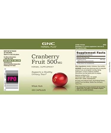 GNC Herbal Plus Cranberry 500mg Capsules - 100 Count - Buy Online on GoSupps.com
