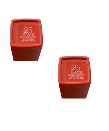 Maybelline SuperStay Matte Ink Liquid Lipstick Heroine 25 - Pack of 2 | Long-Lasting Matte Finish | 0.17 Fl Oz - Buy Online on GoSupps.com