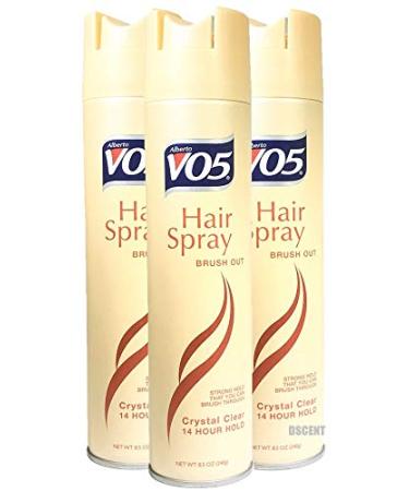 VO5 Brush Out Crystal Clear 14 Hour Hair Spray Aerosol Hard To Hold 8.5oz (Pack of 3) 8.5 Ounce (Pack of 3)