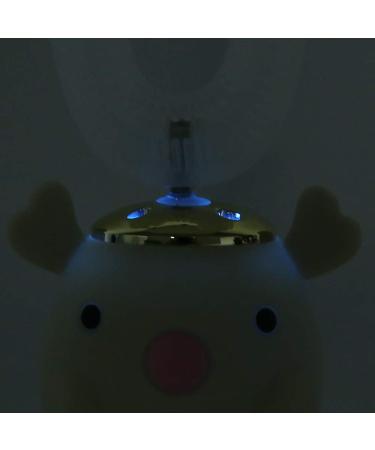 Kids Electric Toothbrush with Blue Light Whitening - U Shaped Silicone Brush Head - IPX7 Waterproof - Beige (2-6 Years Old) - Buy Online on GoSupps.com