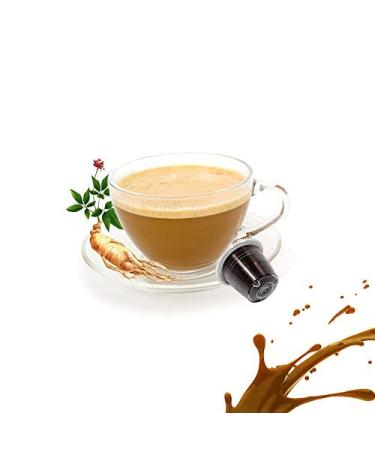 KICKKICK 50 Ginseng Coffee Capsules Compatible with Nespresso MADE IN ITALY Soluble Drink Sweetened Flavored Compatible with Nespresso Machines