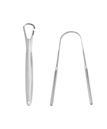 Suliudaji 2 pieces of tongue cleaner stainless steel tongue scraps tongue brush for mouth cleaning tongue brush for a fresh breath tongue Cleaner with grip for adults and children