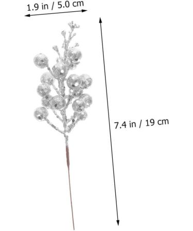 HOMSFOU 20pcs Foam flower arrangement artificial Christmas Picks xmas berries decorations cutting Christmas Tree Picks artificial fruit decorate Artificial Berry crafts berry branch Silver 19X5X5CM - Buy Online on GoSupps.com