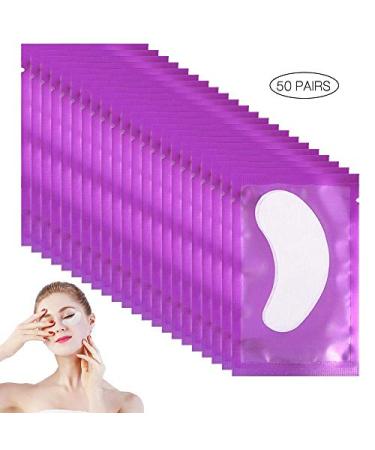 50 pairs eye pads eye pads professional eye gel patch with dynamic fit for eyelash extensions eye extensions eyelashes beauty lint -free (purple)