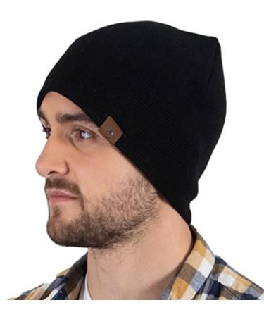 Tough Headwear Knit Beanie Winter Hat for Men and Women - Toboggan Cap for Cold Weather - Warm Ribbed Stocking Hat, Skate Cap Black One Size
