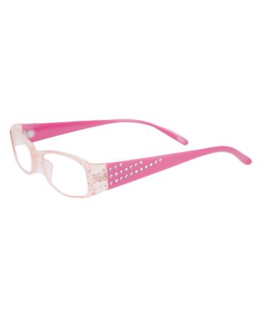 Huicai Women Minimalist Small Frame Reading Glasses Full Frame Fashion Rhinestone Reading Glasses 1.0 to 3.5 Pink 3.5 x