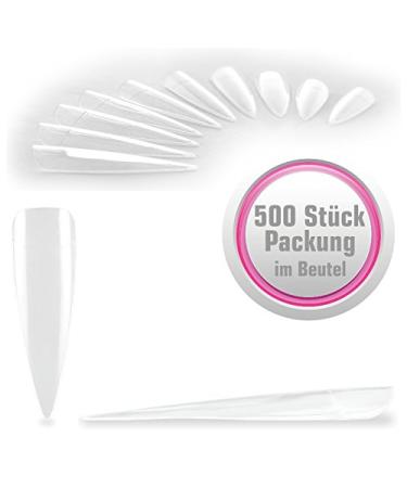 500 Stiletto TYPE II Clear Nail Tips with Adhesive - 10 Sizes | Premium ABS Formula | International Shipping - Buy Online on GoSupps.com