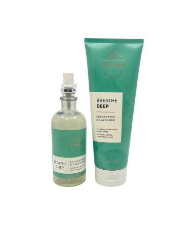 Bath & Body Works Aromatherapy Breathe Deep Eucalyptus & Lavender Gift Set - Holiday Essential Oil Mist & Body Cream with Red Bow - Perfect for Gifts - Buy Online on GoSupps.com