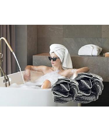 12-Pack Bamboo Charcoal Black Bath Loofah Shower Sponge Poufs - Wholesale Bulk Lot - Buy Online on GoSupps.com