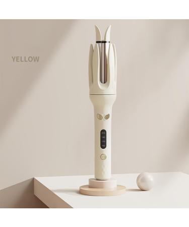 Automatic Curling Iron - Hair Curler with 4 Speed Temp Adjustment & Accessories | 28mm Rotating Wand in Yellow - Shop Internationally - Buy Online on GoSupps.com