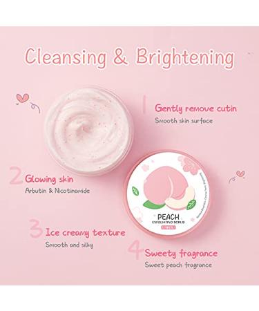 Peach Exfoliating Body Scrub | Ultra Hydrating & Gentle Face & Body Exfoliator | Remove Dead Skin & Minimize Pores - Essential Skin Care for All - Buy Online on GoSupps.com