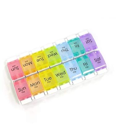 Renoir Weekly 7-Day AM/PM Push Button Pill Organizer Planner- Arthritis Friendly