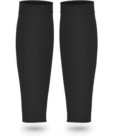 20-30mmHg Graduated Calf Compression Sleeves for Men & Women | Footless Flight Socks for Varicose Veins & Leg Support | XXL Black - Shin Splints & Muscle Swelling Relief - Buy Online on GoSupps.com