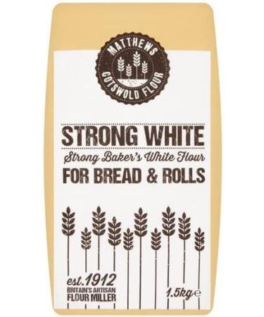 Matthews Cotswold Strong White Flour 1.5Kg X 3 | For Bread & Rolls | 12.5% high protein flour milled from grade 1 British wheat